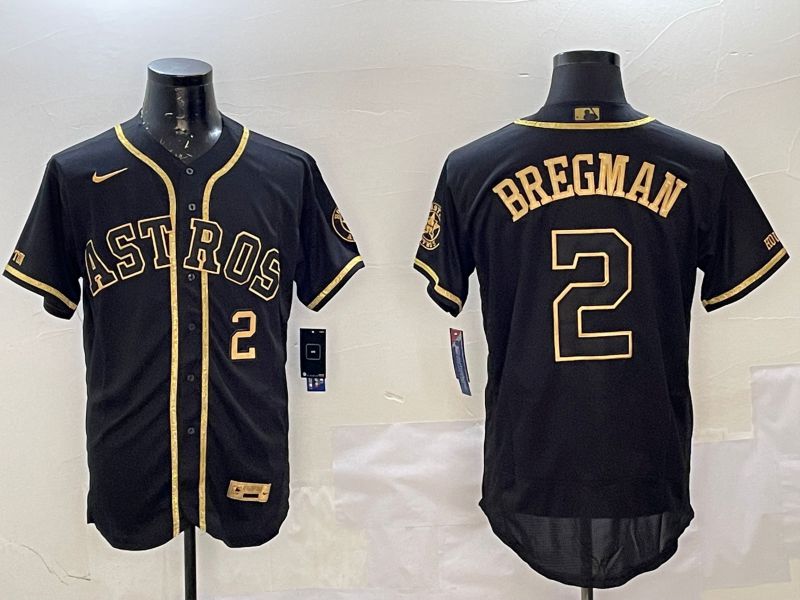 Men Houston Astros #2 Bregman Black Gold Elite 2025 Nike MLB Jersey style 4->houston astros->MLB Jersey